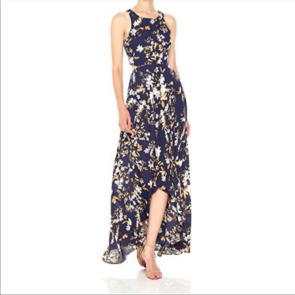Maxi, high-low, cut-out floral dress